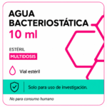 Tarjeta de producto Agua Bacteriostática 10 ml en vial estéril multidosis para uso de investigación