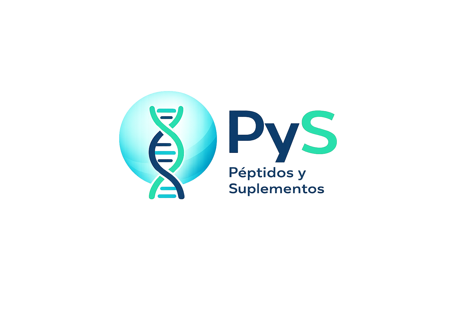 Logo PyS péptidos y suplementos con ADN símbolo biotecnológico