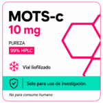 Tarjeta de producto MOTS-c 10 mg con pureza 99% HPLC y vial liofilizado
