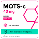 Tarjeta de producto MOTS-c 40 mg con pureza 99% HPLC y vial liofilizado
