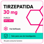Etiqueta de Tirzepatida 60 mg con pureza 99% HPLC y vial liofilizado para uso de investigación