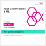 Agua Bacteriostática 3ml vial estéril multidosis, etiqueta de producto PYS