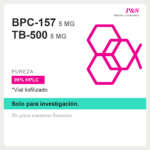 BPC-157 5mg + TB-500 5mg combo vial liofilizado, etiqueta PYS