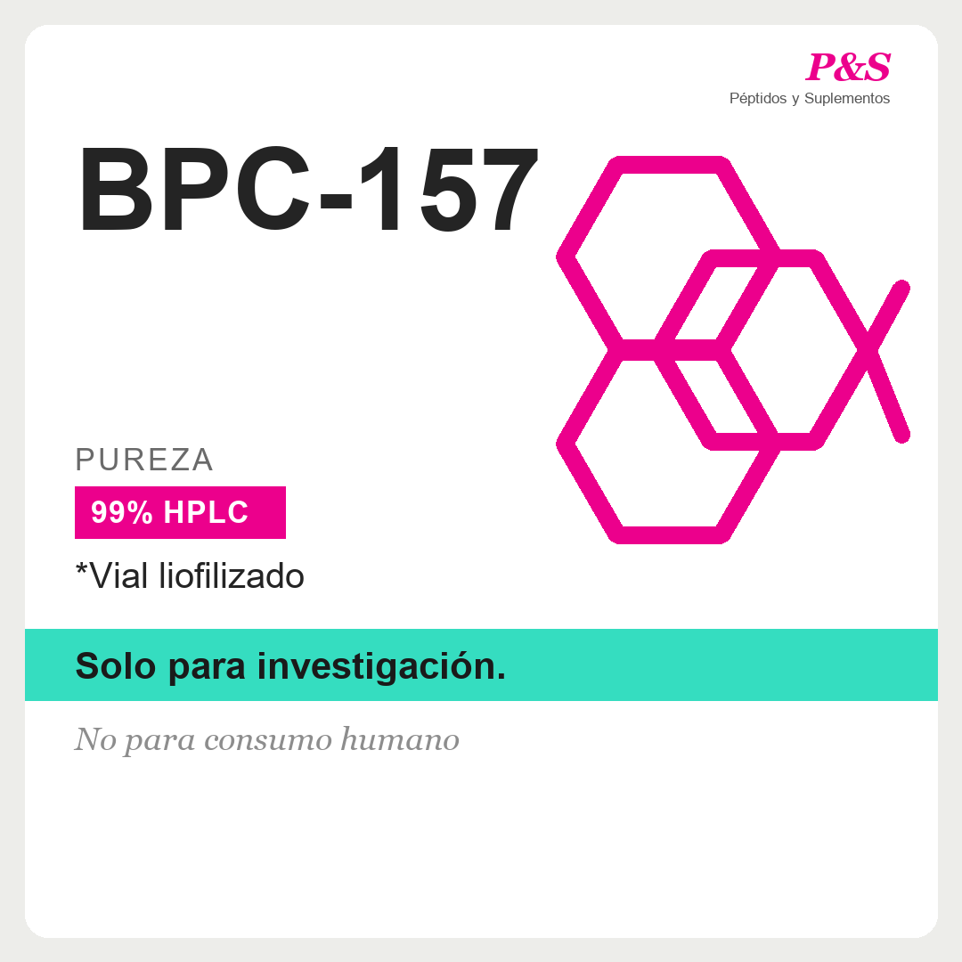 Etiqueta de BPC-157, vial liofilizado, pureza 99% HPLC, solo para investigación